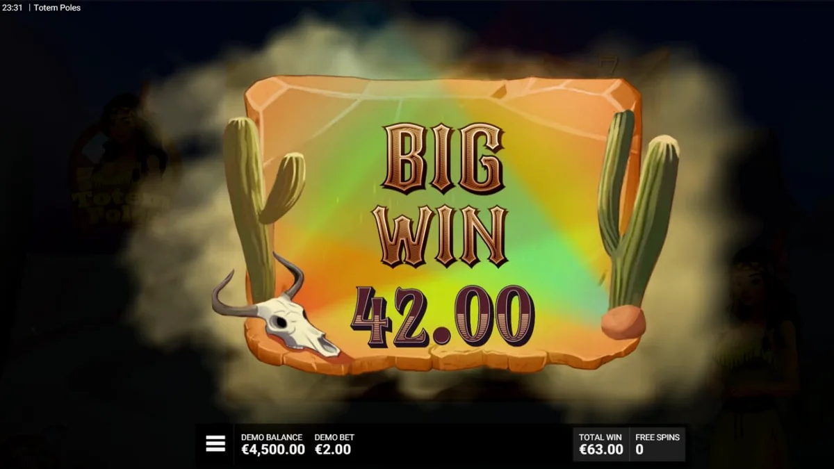 Totem Poles slot machine interface featuring indigenous art and animal spirits