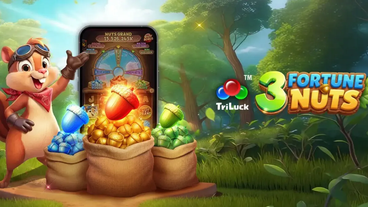 Interface do jogo 3 Fortune Nuts em um dispositivo móvel