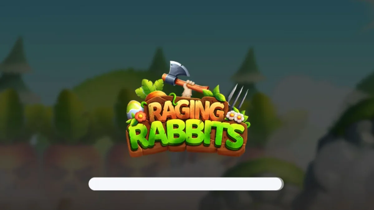 Interface do jogo de slot Raging Rabbits com coelhos militares e explosões